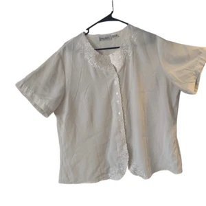 Pre Owned Women’s Claudia Richard Blouse Floral Neckline Sz 18W Classic Comfort - Picture 1 of 11
