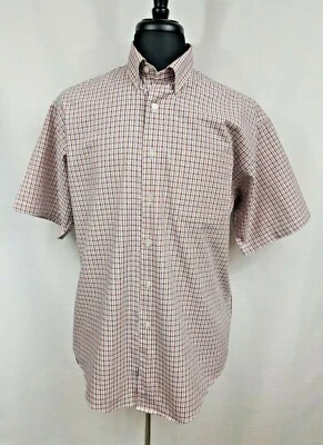 Haggar Forever New Men Medium Short Sleeve Shirt Soft Cotton Striped Orange M - Image 1 of 4
