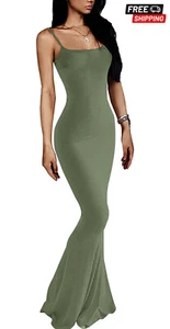 Women's Summer Bodycon Dress Sexy Strap Sleeveless Tight Slip Long Dresses 2023 - Picture 1 of 7