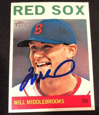 Will Middlebrooks Red Sox 2013 Signed Autographed Topps Heritage Card #60 ~ COA - Image 1 of 4