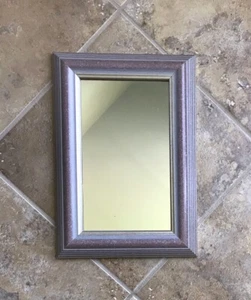 Vintage Wood Rectangle Accent Wall Mirror Mauve Silver Speckled Frame 13.25 x 9" - Picture 1 of 13