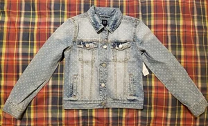 NEW kids girls GAP denim polka dot jacket size L(10/11Y) - Picture 1 of 3