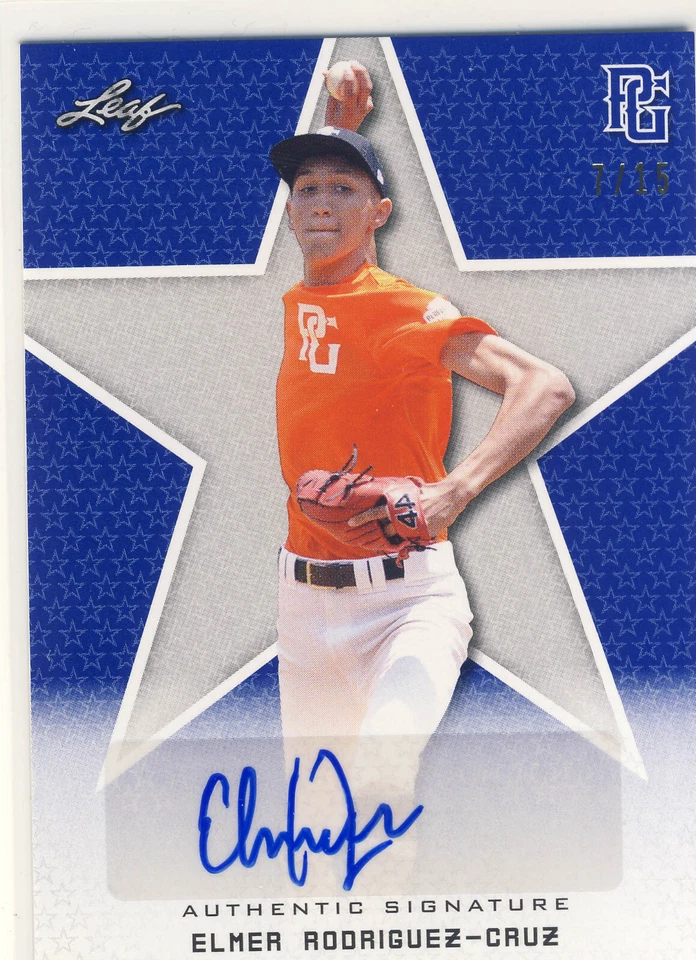 ELMER RODRIGUEZ-CRUZ 2020 Leaf Perfect Game PG Blue AUTO /15 YANKEES - Image 1 of 1