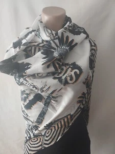 Marc Cain silk and cotton scarf black and white - Picture 1 of 2