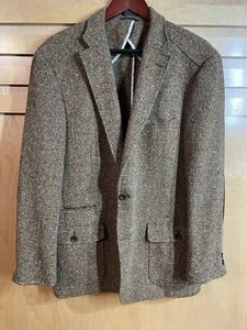 Patrick James Men’s Sports Blazer Jacket 100% Wool Elbows Patches Size 46L Brown - Picture 1 of 12