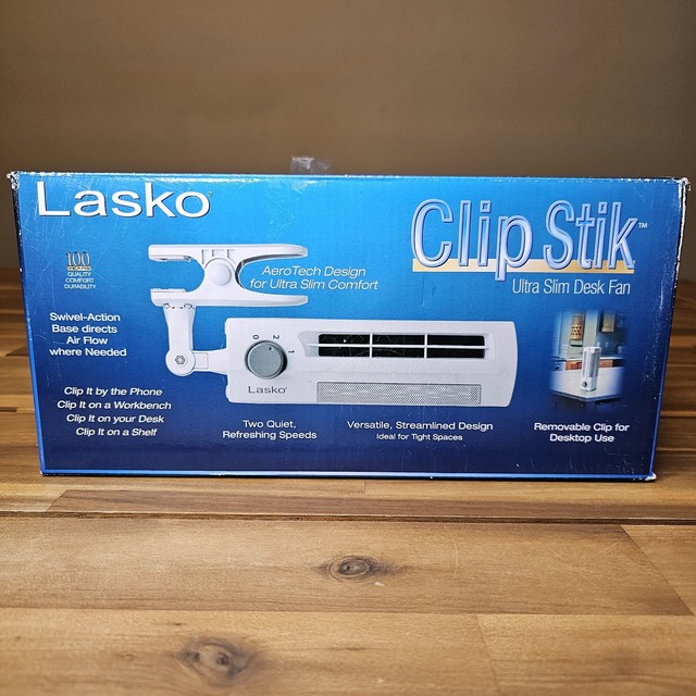Lasko Ultra Slim Desk Fan Clip Stik 2 Speed Swivel Action White Color 4006  | eBay