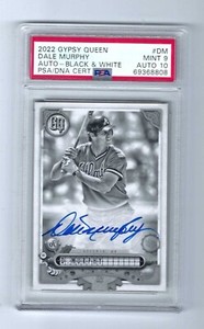 2022 Gypsy Queen Black & White Dale Murphy Braves ON CARD Auto 07/50 PSA 9 MINT