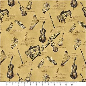 "ALL THAT JAZZ METALLIC" RK 13628-133 MUSIKINSTRUMENTE STOFFPREIS @ 1/2 YD - Bild 1 von 1