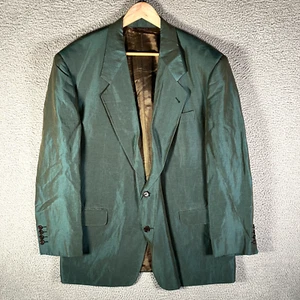 Hugo Boss Blazer Sport Coat Shiny Green Mens 42R Linen Silk Blend 2-Button - Picture 1 of 10