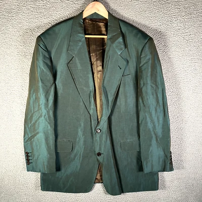 Hugo Boss Blazer Sport Coat Shiny Green Mens 42R Linen Silk Blend 2-Button - Image 1 of 4