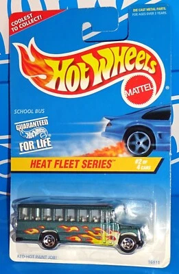 Hot Wheels 1997 Heat Fleet Series #538 Ônibus Escolar Mtflk Verde com 5SPs Base China - Imagem 1 de 3