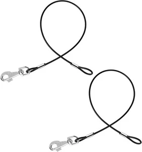 Paquete de 2 cables metálicos de extensión de correa para perro a prueba de masticación, negro pesado + negro - Imagen 1 de 8