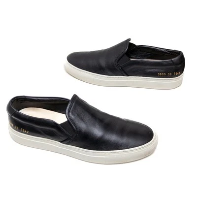Common Projects Women’s Slip-On Sneakers – Black Leather – Size EU 38 / US 8 - Image 1 of 4