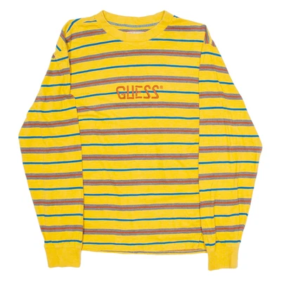 Camiseta masculina listrada amarela manga longa GUESS ORIGINALS P - Imagem 1 de 4