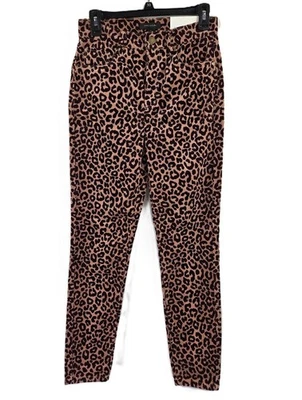 Pantalones de pana Ann Taylor The Skinny cintura alta tiro más alto estampado leopardo nuevos con etiquetas Foto 1 de 4