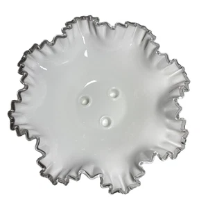 Vtg Fenton Silver Crest Epergne Three Hole Glass Bowl Base 11.5"x 11.5" No Horns - Picture 1 of 6