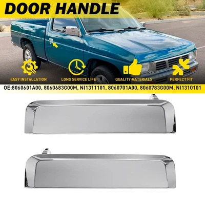 Par de manijas de puerta exteriores delanteras izquierda y derecha para camioneta Nissan 1995-1997 cromadas Foto 1 de 4