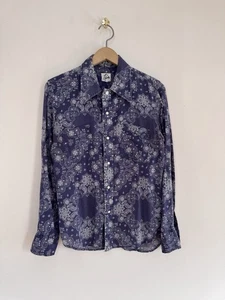 Needles Bandana Print Western Snap Shirt Navy Size S Made in Japan - Picture 1 of 5