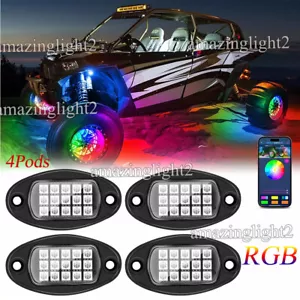 4 Pods RGB LED Rock Lights Wireless Bluetooth Underbody Fit Can-Am Maverick X3 - Bild 1 von 16