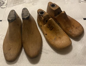 4 antique Child Size Primitive Cobbler Wooden Shoe Form Mold Farmhouse Decor - Picture 1 of 14