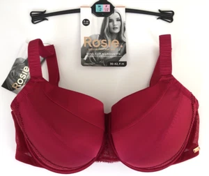 M&S Rosie for Autograph Padded Full Cup Silhouette Silk Lace Bra 36F Red BNWT - Picture 1 of 5