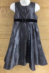 Goodlad Girls Dress Size 5 Kids Dark Gray Metallic Special Dressy Polkadot - Picture 1 of 8