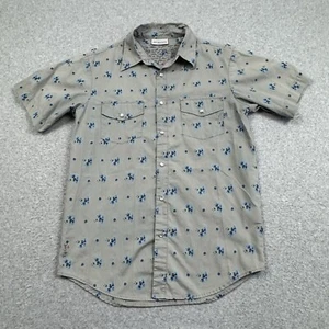 Rip Curl Floral Pearl Snap Shirt Mens Small Cotton Blend Flap Pockets Gray Blue - Picture 1 of 8
