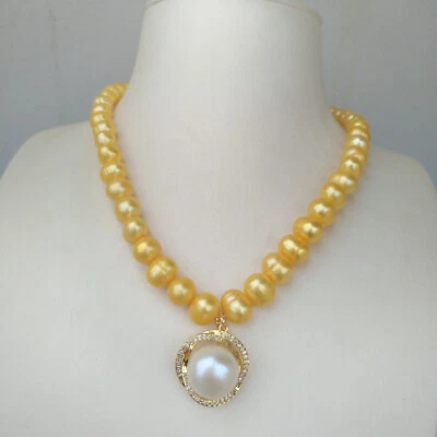 Rare 18" AAA+ 8-9mm Real Natural South Sea White Real Pearl Necklace Pendant - Image 1 of 4