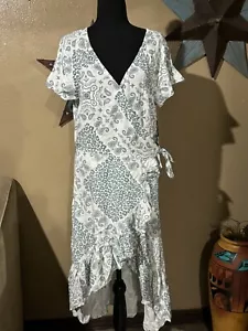 #5 NWT Wrangler Retro Wrap Dress Size Large Flutter Sleeves Cowgirl Western Boho - Picture 1 of 7