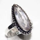 Natural White Topaz 925 Silver Plated Gemstone Ring US 8.5 Handcrafted Gift o592