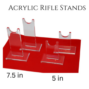 Acrylic Rifle Display Stands Tall 7.5" or Short 5" Thick Acrylic and Made in USA