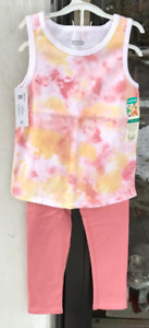 2 pc Girls 5T Garanimals Tie Dye Top & Childrens Place Rose Pink Leggings E