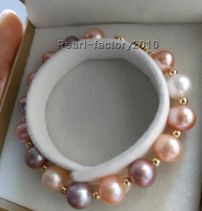 AAA 10-11MM MAR DEL SUR rosa púrpura PERLA PULSERA - Imagen 1 de 3