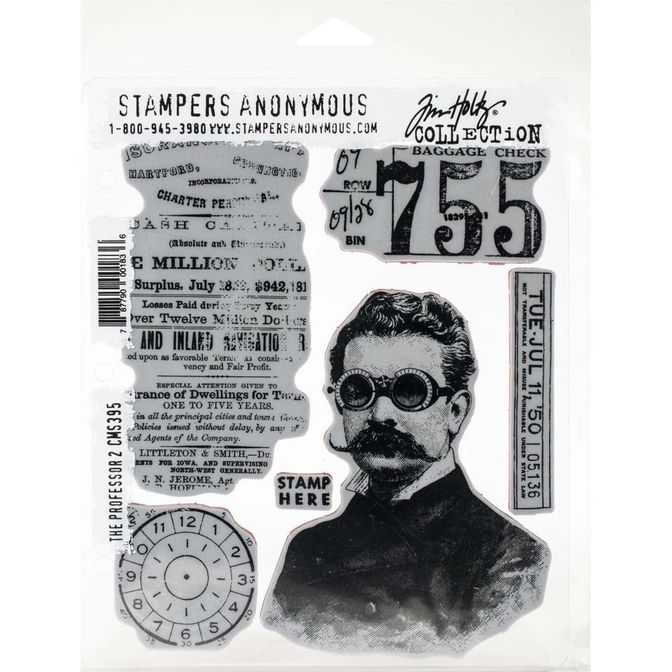 Набор красных резиновых зажимных штампов Tim Holtz Stampers Anonymous «ПРОФЕССОР 2» - Изображение 1 из 1