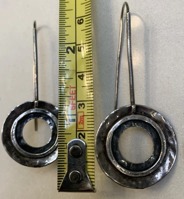 Silpada 925 Sterling Silver Oxidized Hammered Cut Out Threader Earrings W1654 - Image 1 of 4