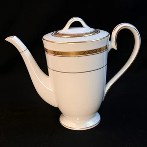 Caffettiera Noritake 3 tazze Richmond #6124 incrostata oro su bianco Giappone 1960-1992 - Foto 1 di 20