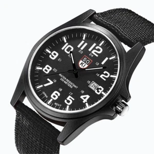 Men's Wrist Watch Quartz Water Resistant Analog Black - Reloj De Hombre Negro - Picture 1 of 12