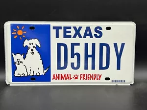 One or More - TEXAS Animal Friendly Dog Cat Graphic License Plate - VG Condition - Picture 1 of 3