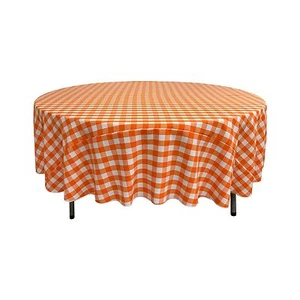 Mantel redondo a cuadros de lino LA Polyester Gingham de 72 pulgadas. Hecho en USA - Imagen 1 de 10