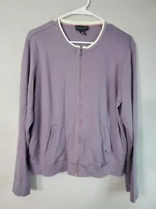 Vintage Van Huesen Jacket Women's Size XL Long Sleeve Full Zip Purple Pockets  - Picture 1 of 9