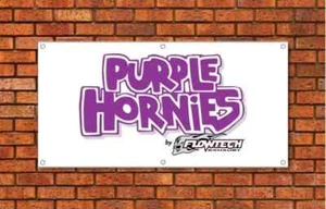 Purple Hornies By Flowtech Garage Banner 2' X 4' Ft - Picture 1 of 1
