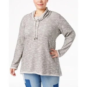 Style & Co. Cowl Neck Pullover Tunic Top Heathered Knit Drawstring Large NWT - Picture 1 of 10