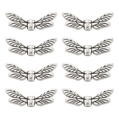20 Tibetan Alloy Dragonfly Wing Metal Beads Carved Loose Spacer Nickel Free 19mm - Image 1 of 4