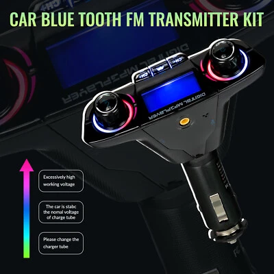 KFZ Auto Bluetooth FM Transmitter Radio Adapter mit Dual-USB Ladegerät f/ Handy - Bild 1 von 4
