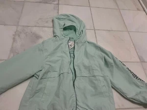 Zara Kids Mint Color Rain Windbreaker Jacket with Hood and Pockets Sz 11-12 NWT - Picture 1 of 4