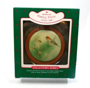 Vintage Hallmark Ornament Purple Finch Collector's Holiday Wildlife Series 1988 - Picture 1 of 7