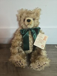 VINTAGE TIPPED MOHAIR TEDDY BEAR TAGS RARE MAX HERMANN BIRTHDAY I/99 GROWLER 17" - Picture 1 of 11