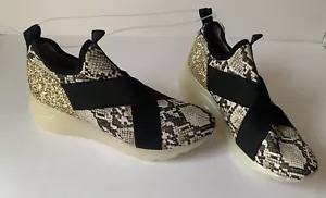 NEW Steve Madden Cryme Natural Snakeprint Glitter Pull On Sneakers 9.5 - Picture 1 of 8