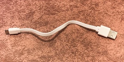 8" Inch Flat Micro USB-B/USB 2.0 Cable White (Micro USB-B) - Image 1 of 4