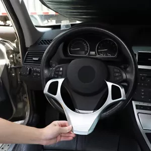 ABS Chrome Interior Steering Wheel Button Cover Trim For BMW X3 E83 2006-2009 - Foto 1 di 7